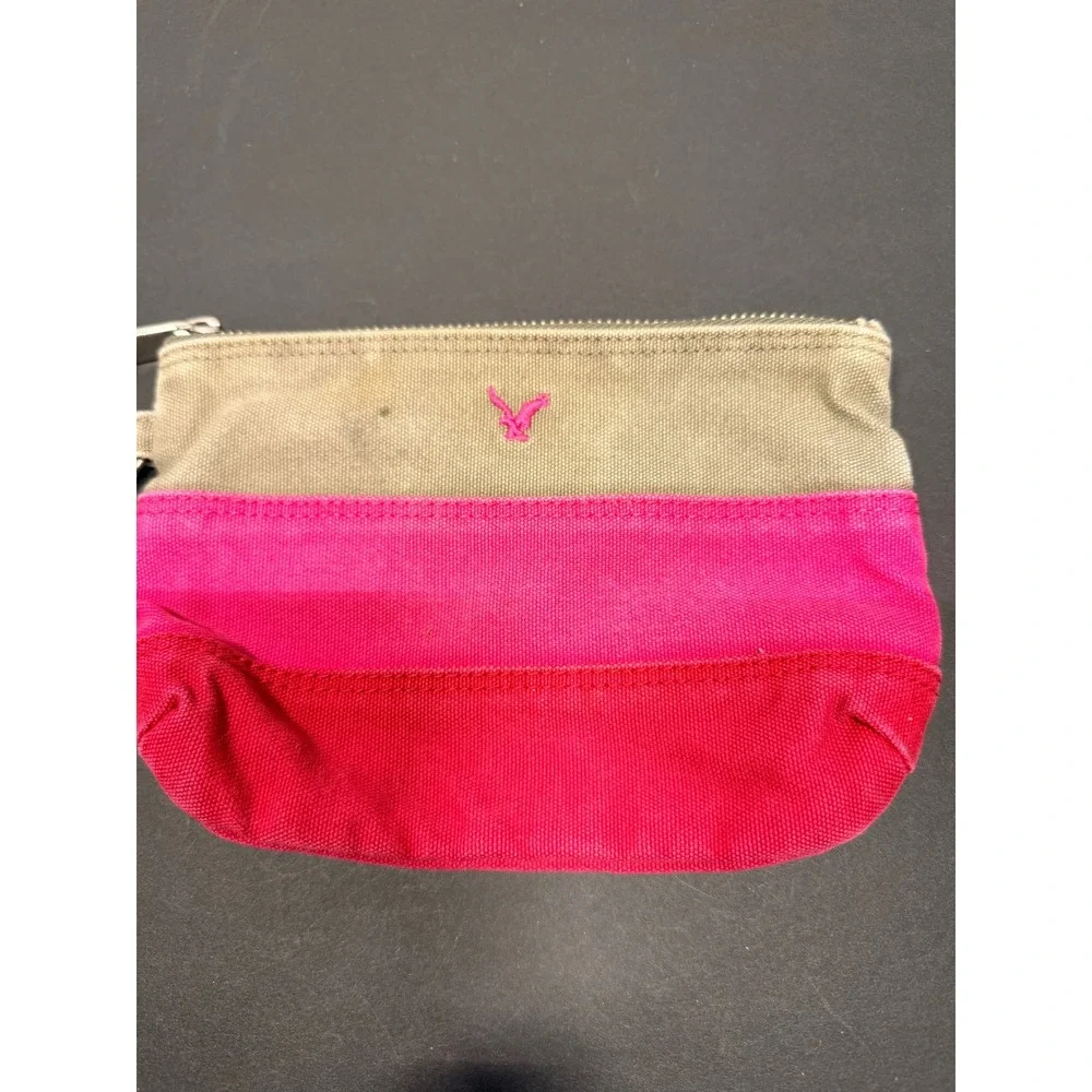 American Eagle Outfitters Canvas Wristlet Pink‎ Red Khaki Color Block Pouch Bag